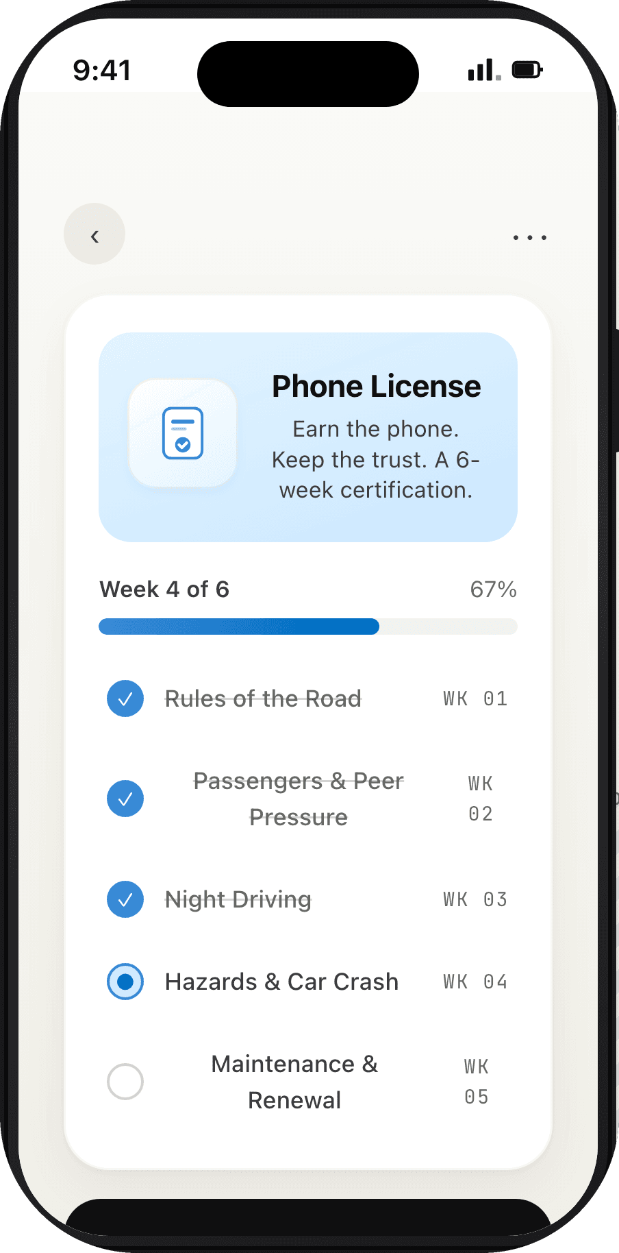 Phone License course on a phone